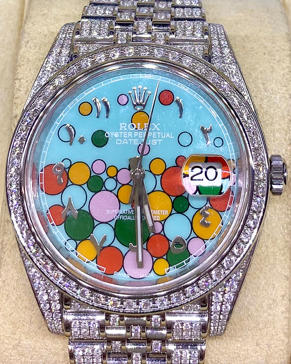 2018 Rolex Datejust 41MM Turquoise "Celebration" Dial Aftermarket Diamond Jubilee Bracelet (126300)