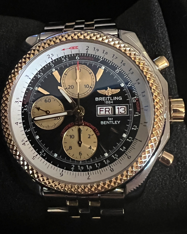 2002 Breitling Bentley GT 44MM 18k Yellow Gold & Steel Black Dial (D1336212/B725)