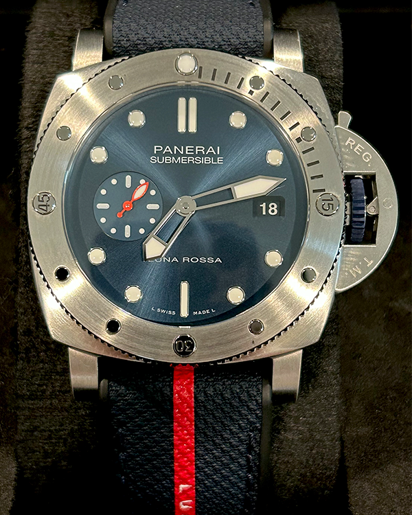 2022 Panerai Submersible Quarantaquattro Luna Rossa 44MM Blue Dial Textile Strap (PAM01391)