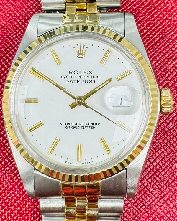 Rolex Datejust 36MM White Dial Two-Tone Jubilee Bracelet (16013)