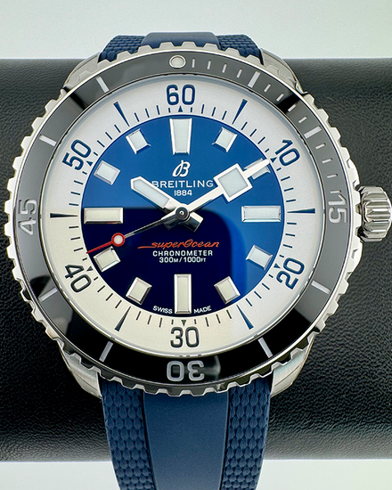 No Reserve - 2024 Breitling Superocean 44MM Blue Dial Rubber Strap (A17376211C1S1)