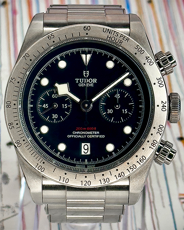 2018 Tudor Black Bay Chrono  Heritage 41MM Black Dial Steel Bracelet (79350)