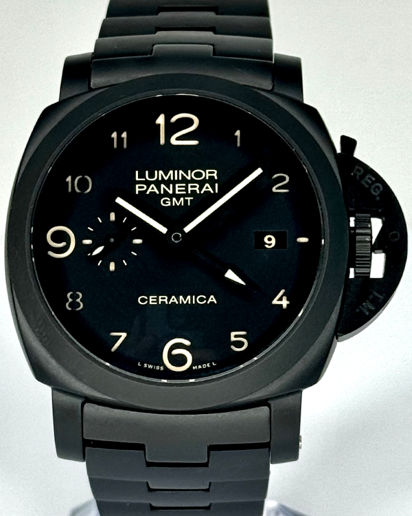 No Reserve - Panerai Tuttonero Luminor 1950 3 days GMT 44MM Black Dial Ceramic Bracelet (PAM00438)