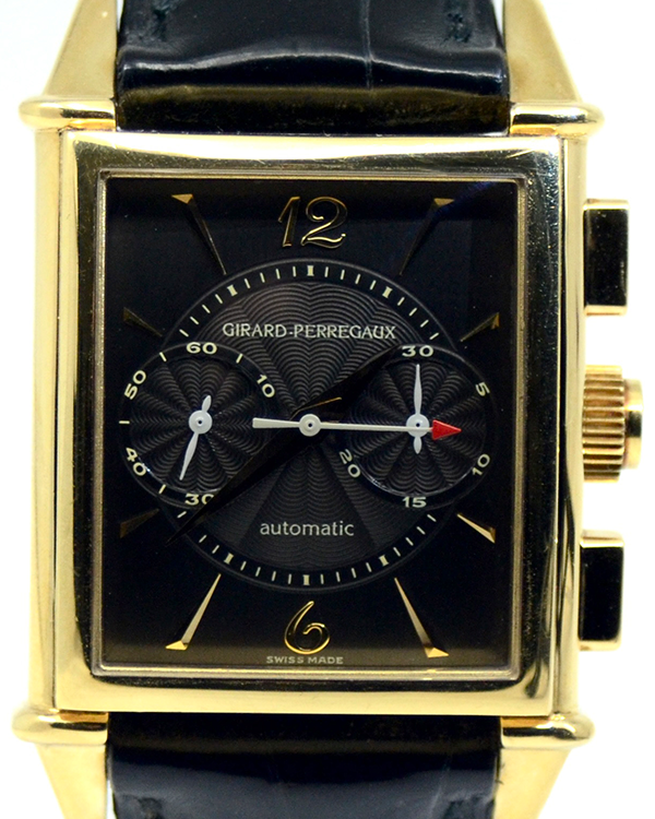 Girard Perregaux Vintage 1945 Chronograph 30MM Black Dial Leather Strap (2599)