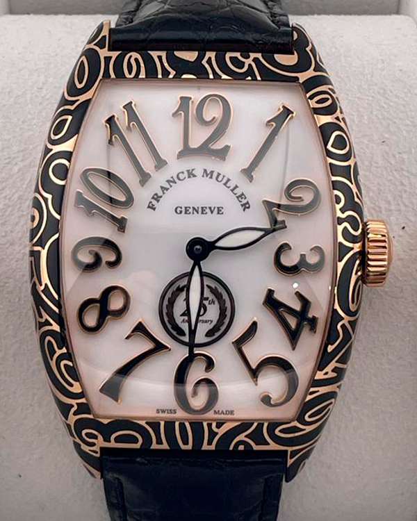 Franck Muller Cintrée Curvex 40MM Leather Strap Rose Gold White Dial (8880 AT CERA)