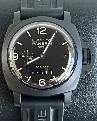 Panerai Luminor 1950 10 Days GMT 44MM Black Dial Rubber Strap (PAM00335)