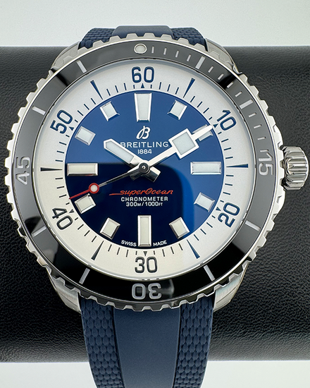 No Reserve - Breitling Superocean 42MM Blue Dial Rubber Strap (A17375)