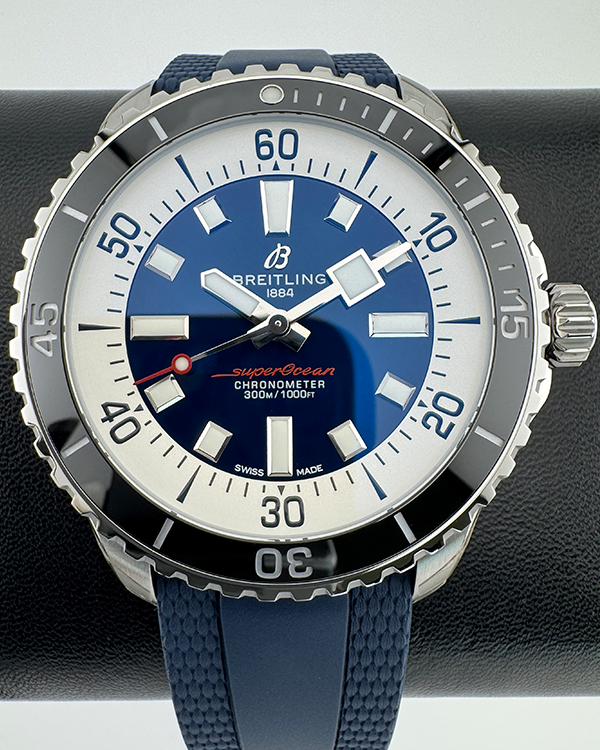 No Reserve - Breitling Superocean 42MM Blue Dial Rubber Strap (A17375)
