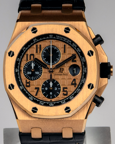 2015 Audemars Piguet Royal Oak Offshore Chronograph 42MM Gold Dial Leather Strap (26470OR)