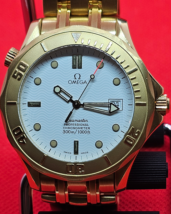 1998 Omega Seamaster Dive 300M 41MM White Dial Yellow Gold Bracelet (2131.20.00)