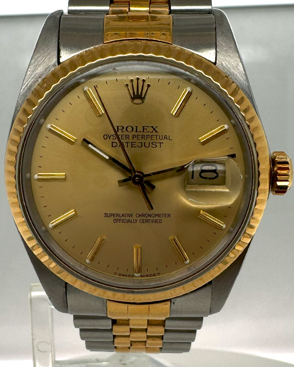 1985  Rolex Datejust Vintage 36MM Champagne Dial Two-Tone Jubilee Bracelet (16013)