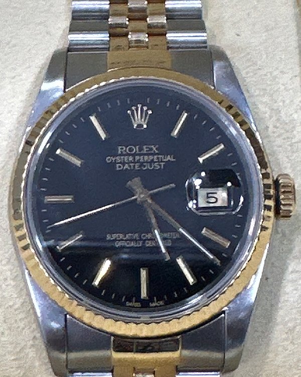 Rolex Datejust 36MM Black Dial Two-Tone Jubilee Bracelet (16233)