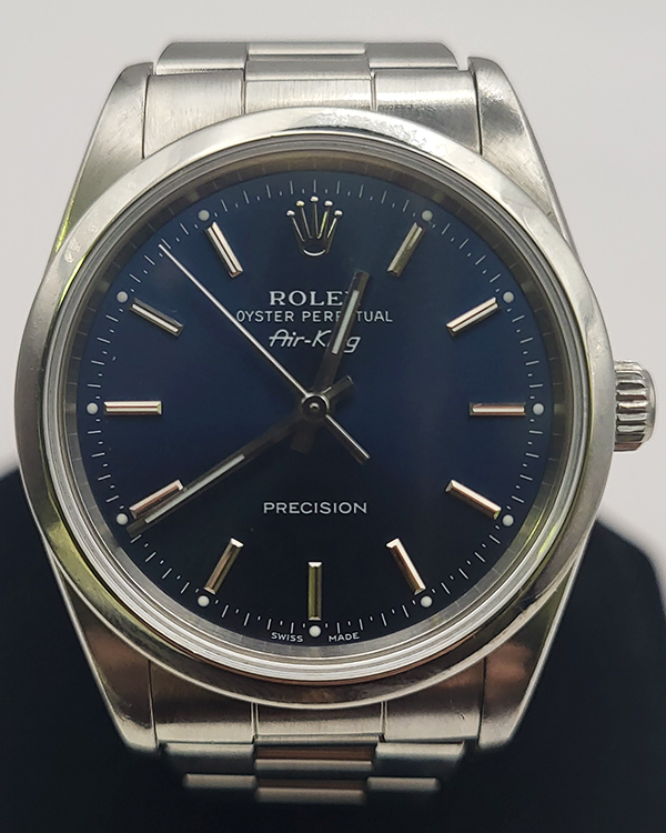 1991 (N Serial) Rolex Air-King Vintage 34MM Blue Dial Oyster Bracelet (14000)