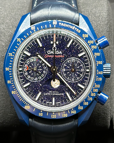 2023 Omega Speedmaster Moonphase "Blue Side Of The Moon" 44.25MM Blue "Aventurine" Dial Leather Strap (304.93.44.52.03.002)