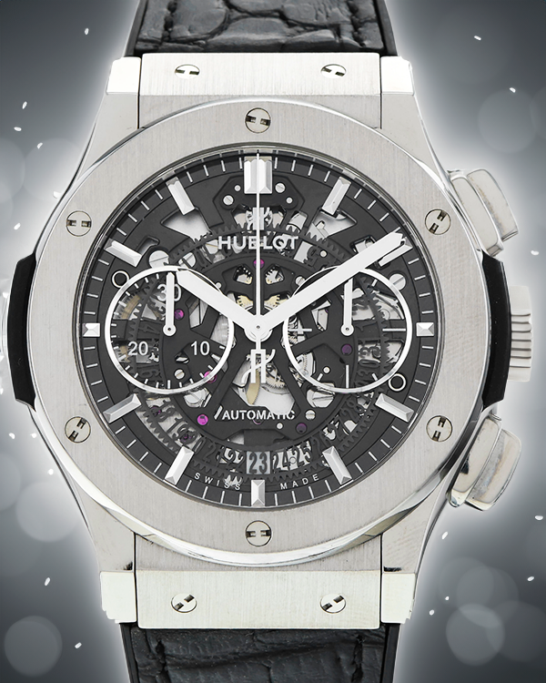 Hublot Classic Fusion Aerofusion 45MM Titanium Skeleton Dial Leather Strap (525.NX.0170.LR)