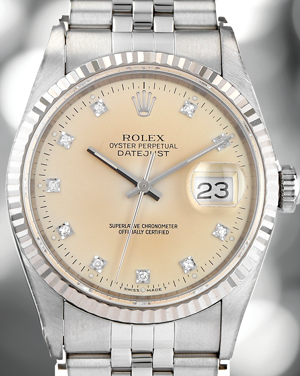 Rolex Datejust 36MM Silver Patina Diamond Dial Steel Jubilee Bracelet (16234G)