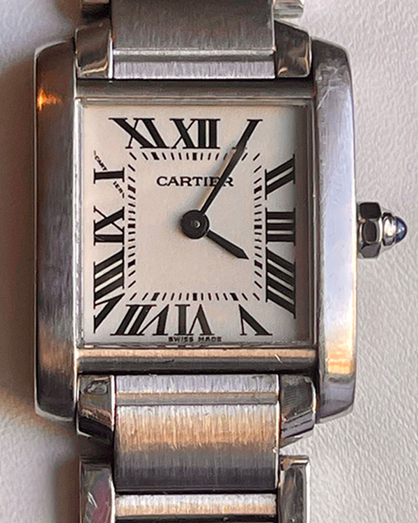 No Reserve - Cartier Tank Française De Cartier 20x25MM Quartz White Dial Steel Bracelet (2384)