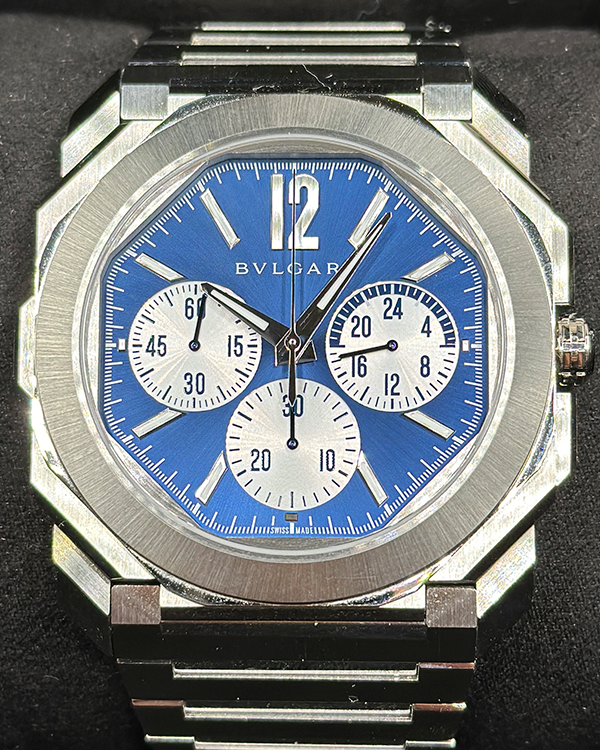 2023 Bvlgari Octo Finissimo Chronograph GMT  43MM Blue Dial Steel Bracelet (103467)