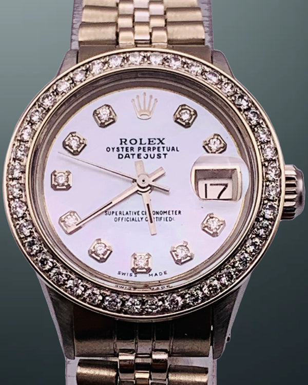 Rolex Lady-Datejust 26MM Aftermarket White Dial Yellow Gold Jubilee Bracelet (6517)