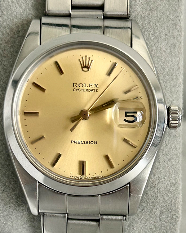 Rolex Oysterdate Precision 34MM Champagne Dial Steel Bracelet (6694)