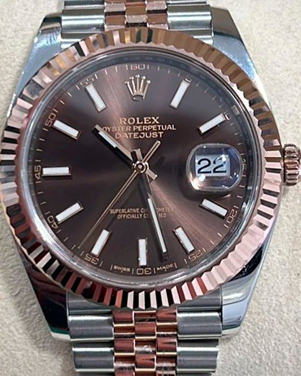 2018 Rolex Datejust 41 Jubilee Bracelet Everose Gold And Oystersteel Brown Dial (126331)