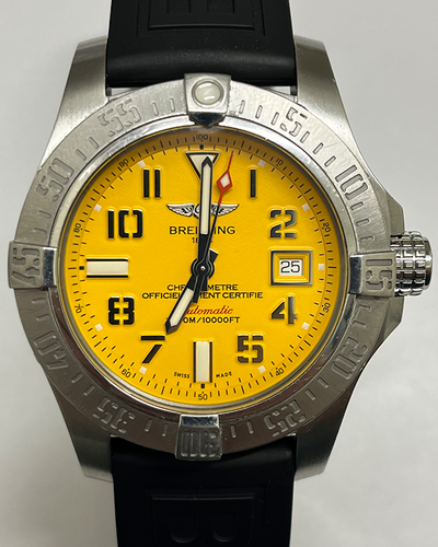 2018 Breitling Avenger II Seawolf 45MM Yellow Dial Rubber Strap (A1733110/I519)