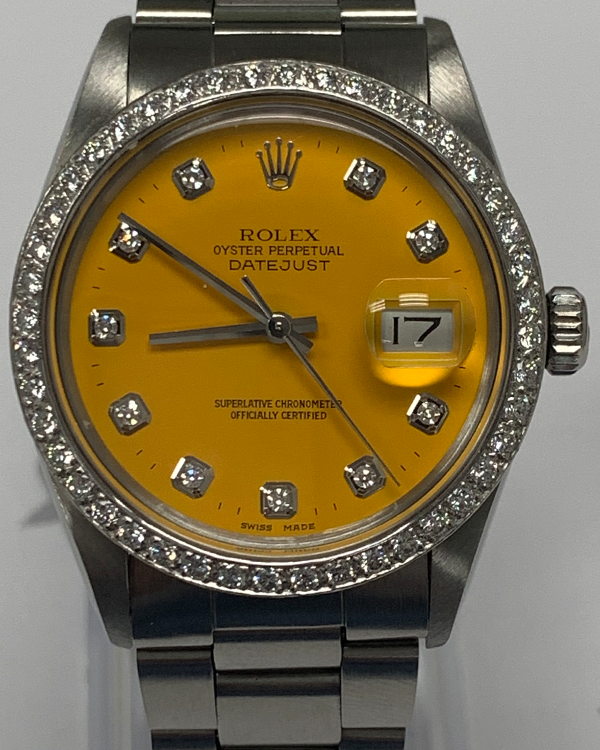 Rolex Datejust 36 Yellow Dial Steel Bracelet (16014)