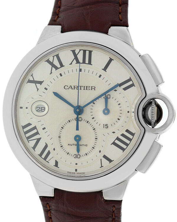 Cartier Ballon Bleu 42MM Silver Dial Leather Strap (W6920005/3195)