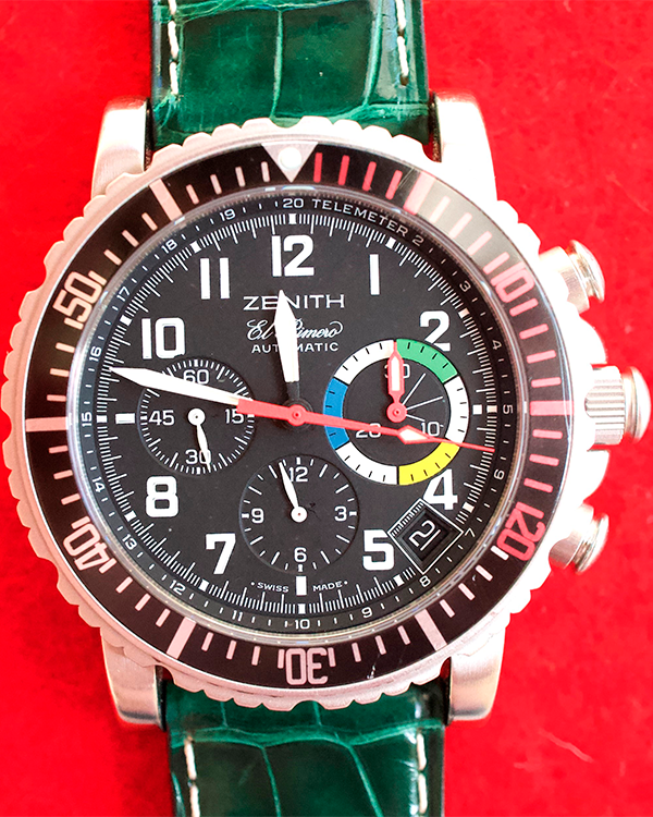 Zenith El Primero Rainbow Flyback 40MM Black Dial Leather Strap (01/02.0480.405)