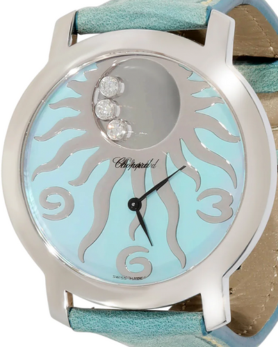 Chopard Happy Sport 40MM Quartz Blue Mother of Pearl Dial Aftermarket Leather Strap (20/7469-01)