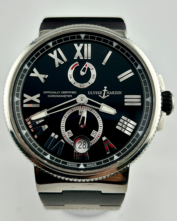 Ulysse Nardin Marine Chronometer Manufacture 45MM Black Dial Rubber Strap (1183-122)