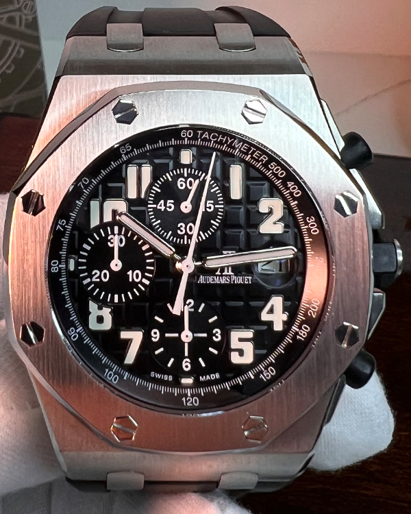 2007 Audemars Piguet Royal Oak Offshore Chronograph 42MM Strap Steel Black Dial (26020ST)