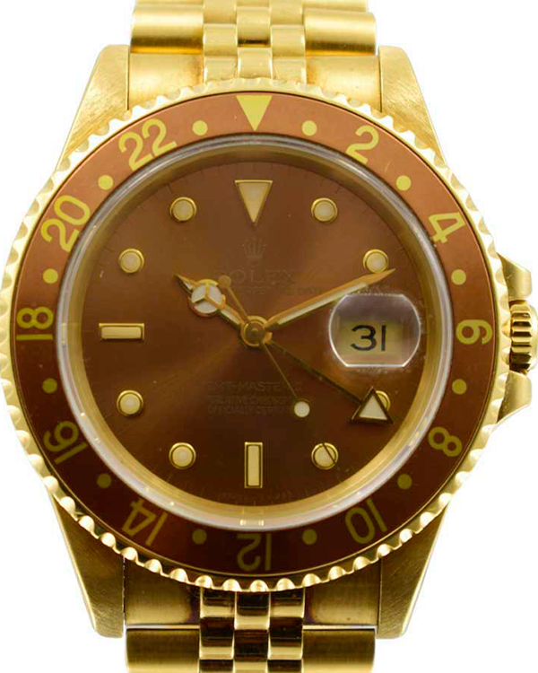 Rolex GMT-Master II 40MM Brown Dial Yellow Gold Jubilee Bracelet (16718)