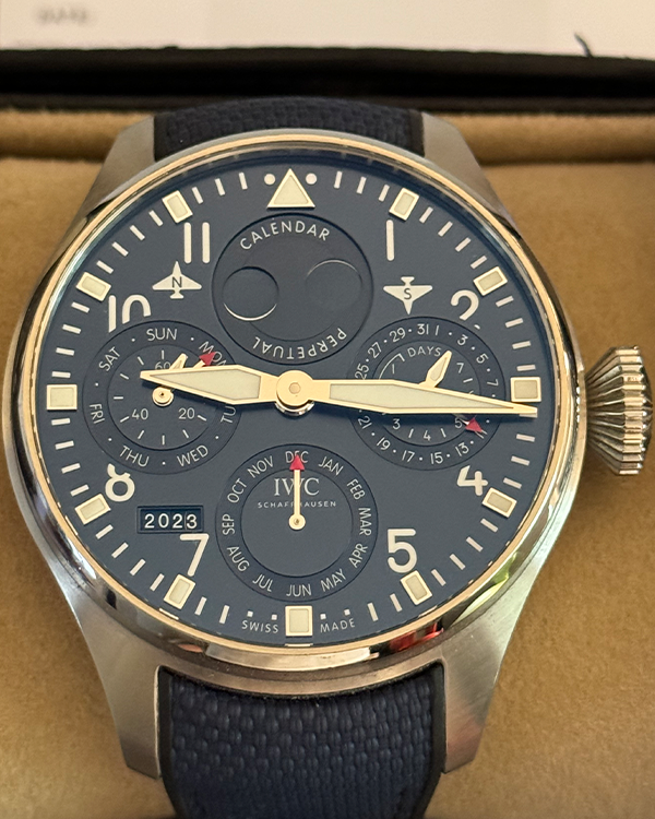 IWC Big Pilot Perpetual Calendar 46.2MM Blue Dial Rubber Strap (IW503605)