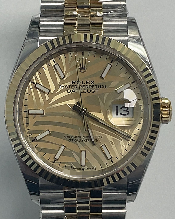 2023 Rolex Datejust 36MM Golden Palm Motif Dial Two-Tone Jubilee Bracelet (126233)