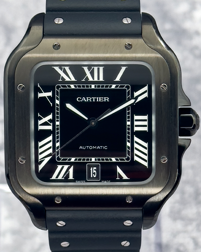 2022 Cartier Santos De Cartier 39.8MM Black Dial Rubber Strap (WSSA0039)