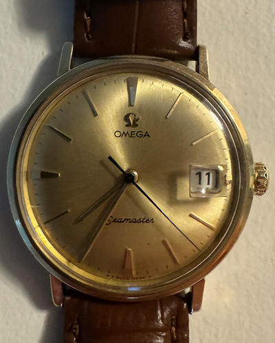 Omega Seamaster DeVille 34MM Champagne Dial Aftermarket Leather Strap (14775)