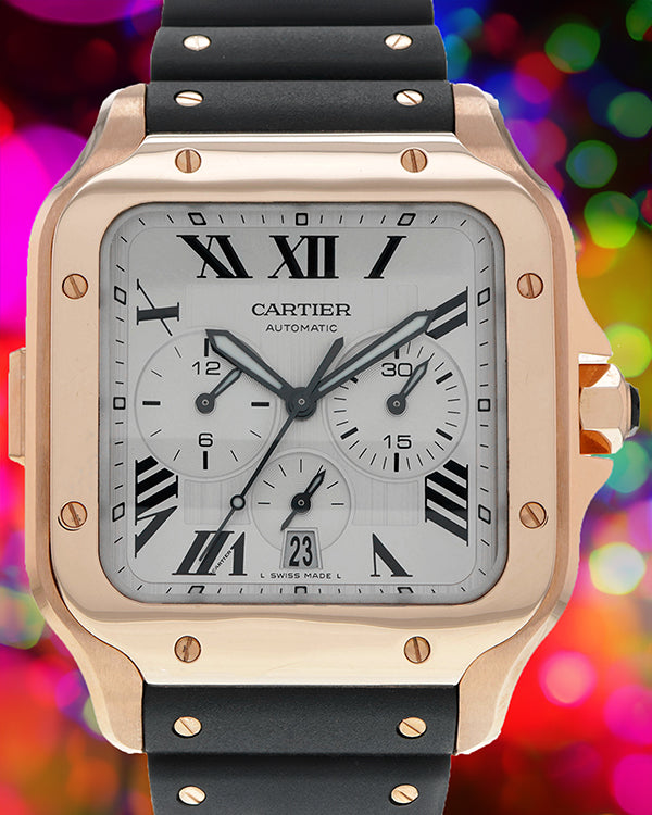 Cartier Santos De Cartier 43MM Silver Dial Rubber Strap (WGSA0017-4184)