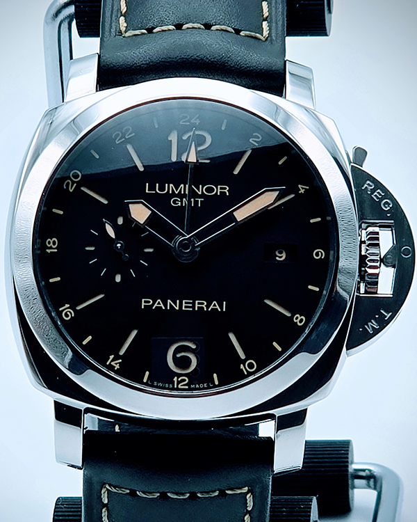 Panerai Luminor 1950 3 Days GMT 44MM Black Dial Leather Strap (PAM00531)