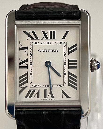Cartier Tank Solo 27MM Quartz Silver Dial Leather Strap (3169)