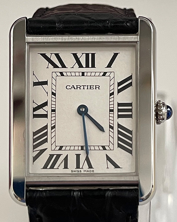 Cartier Tank Solo 27MM Quartz Silver Dial Leather Strap (3169)