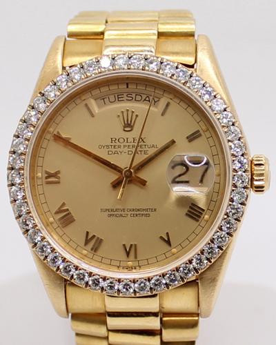 Rolex Day-Date 36MM Champagne Dial Yellow-Gold President Bracelet (18038)