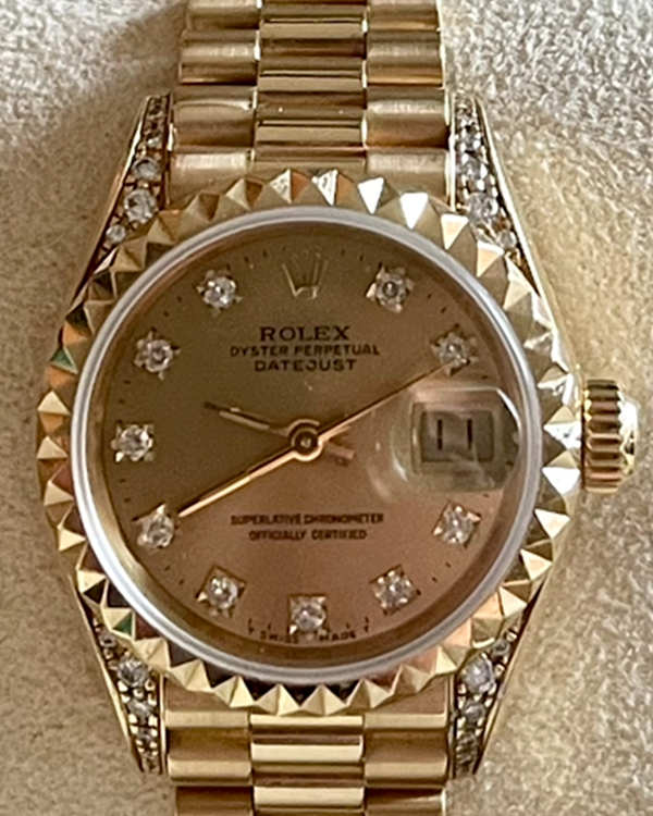 1994 Rolex Lady-Datejust Vintage 26MM Champagne Dial Yellow Gold President Bracelet (69188)