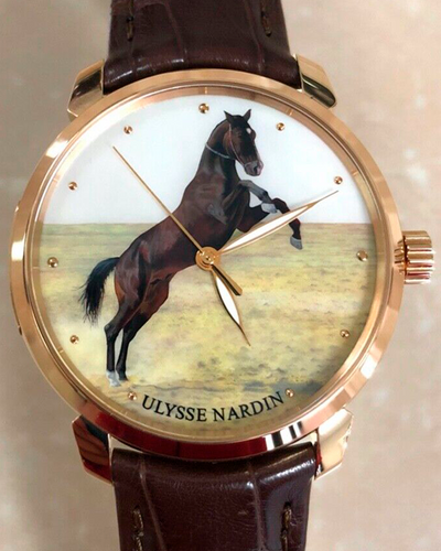 Ulysse Nardin Classico "Horse" Limited Edition 40MM Rose Gold Horse Dial Leather Strap (8156-111/HORSE V4)
