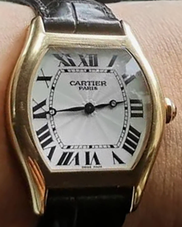 2003 Cartier Tortue de Cartier 43MM Silver Dial Leather Strap (2498E)