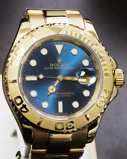 1997 Rolex Yacht-Master 40MM Blue Dial Yellow Gold Oyster Bracelet (16628)