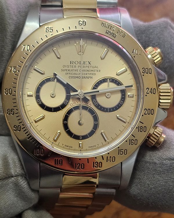 1995 (W Serial) Rolex Daytona 40MM Champagne Dial Two-Tone Bracelet (16523)