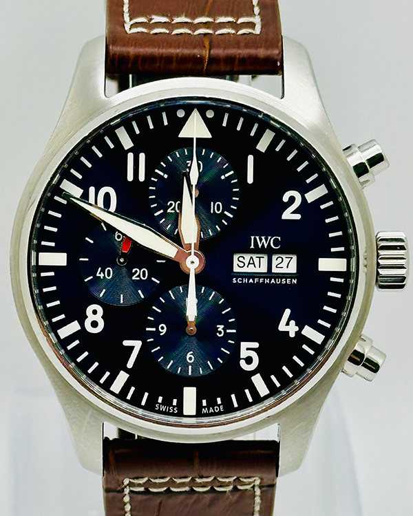 IWC Schaffhausen Pilot Chronograph "Le Petit Prince" 43MM Blue Dial Leather Strap (IW377714)