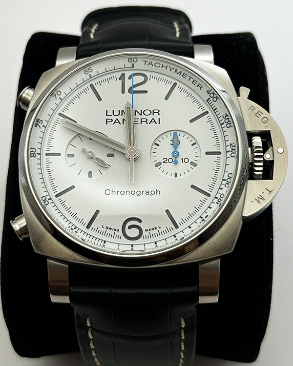 2024 Panerai Luminor Chrono 44MM White Dial Leather Strap (PAM01218)