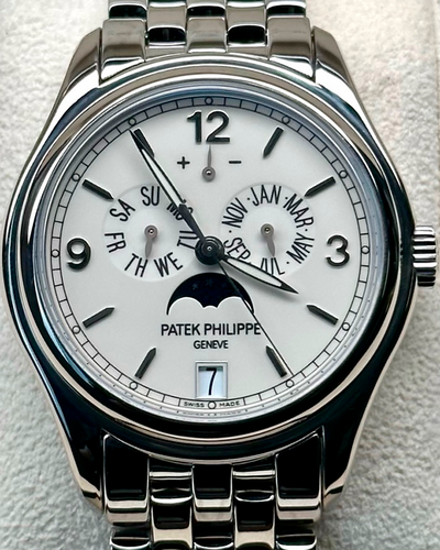 Patek Philippe Annual Calendar "Moonphase" 39MM White Dial White Gold Bracelet (5146/1G-001)